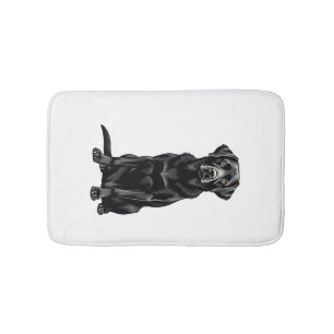 Vintage Black Labrador Retriever Dog Portrait Illu Bath Mat