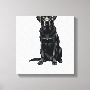 Vintage Black Labrador Retriever Dog Portrait Illu Canvas Print