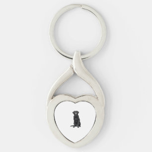 Vintage Black Labrador Retriever Dog Portrait Illu Key Ring