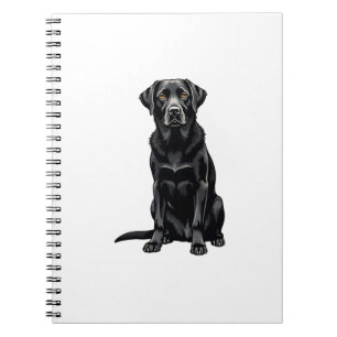 Vintage Black Labrador Retriever Dog Portrait Illu Notebook