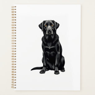 Vintage Black Labrador Retriever Dog Portrait Illu Planner