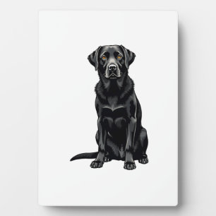 Vintage Black Labrador Retriever Dog Portrait Illu Plaque