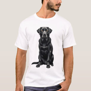 Vintage Black Labrador Retriever Dog Portrait Illu T-Shirt