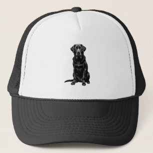 Vintage Black Labrador Retriever Dog Portrait Illu Trucker Hat