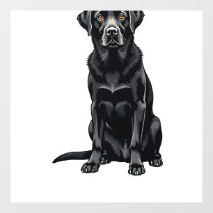 Vintage Black Labrador Retriever Dog Portrait Illu Window Cling