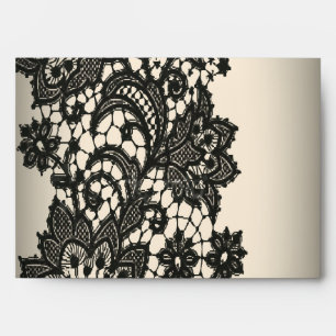 Vintage black Lace beige Paris Envelope
