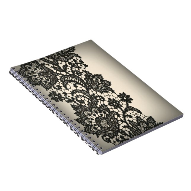 Vintage black Lace  beige Paris Notebook (Right Side)