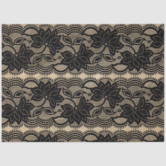 Vintage Black Lace decoupage Tissue Paper (Front)