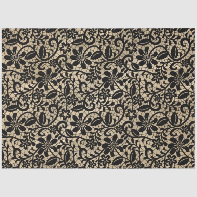 Vintage Black Lace decoupage Tissue Paper (Front)