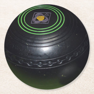 Vintage Black Lawn Bowl, Round Paper Coaster