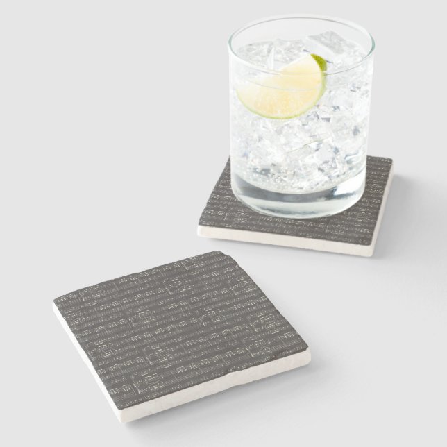 Vintage black music note Pattern Musician  Stone Coaster (Side)