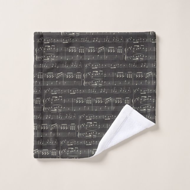 Vintage black music note Pattern Musician   Wash Cloth (Wash Cloth)