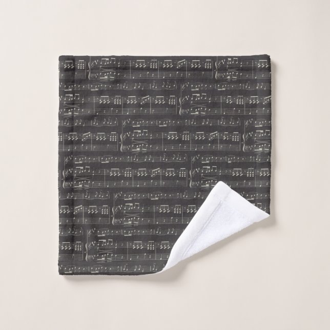 Vintage black music note Pattern Musician Wash Cloth (Wash Cloth)