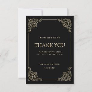Vintage Black Muslim Wedding Thank You Card