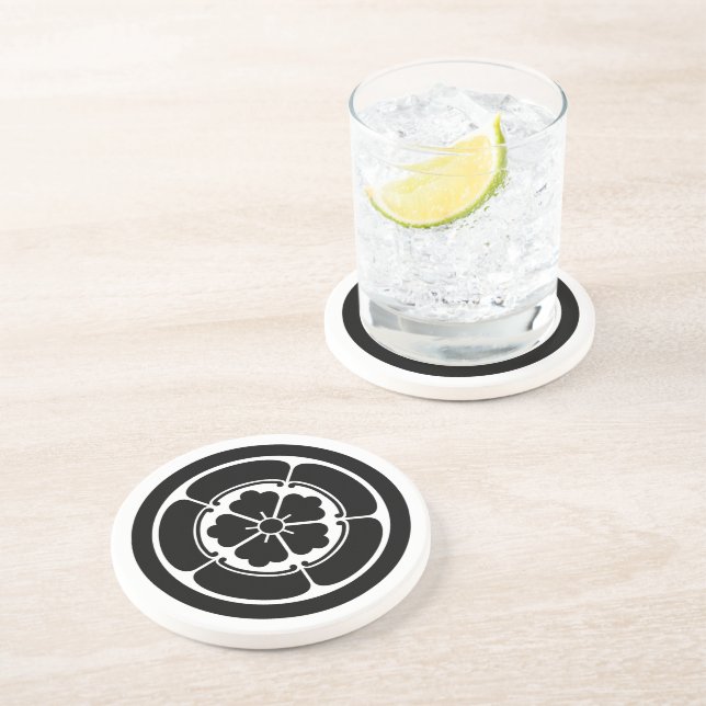 Vintage Black Oda Japan Mon Graphic Coaster (Side)