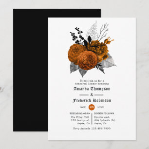 Vintage Black & Orange Halloween Rehearsal Dinner Invitation