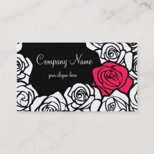 Vintage black, pink and white roses Business Card