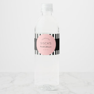 Vintage Black Pink Bridal Shower Water Bottle Label