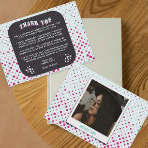 Vintage Black Pink & Teal Camera Grad Photo Retro Thank You Card
