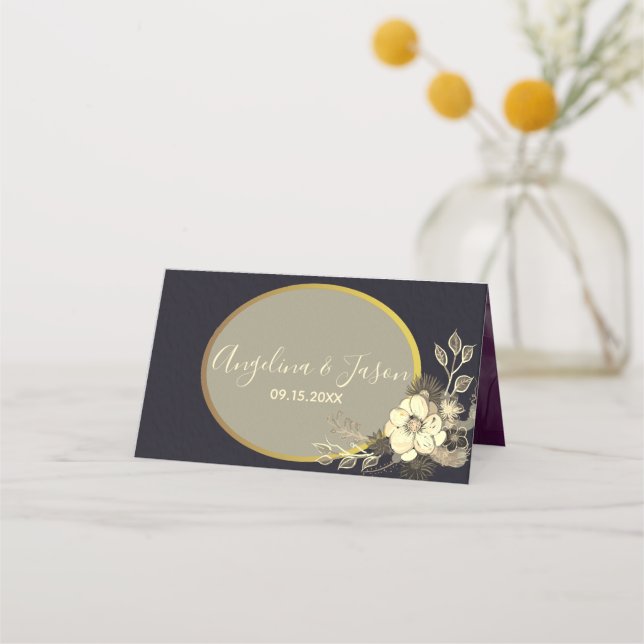Vintage Black Place Card (Back)