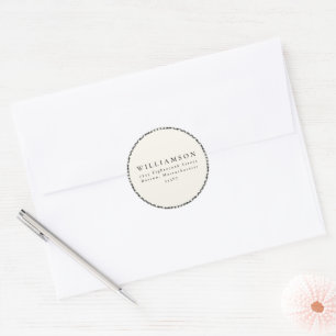 Vintage Black Plaid Christmas Return Address Classic Round Sticker