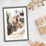 Vintage Black Plaid Two Vertical Photos Christmas Holiday Card<br><div class="desc">Vintage Black Gingham Plaid Custom Two Photo Christmas Vertical Holiday Card</div>