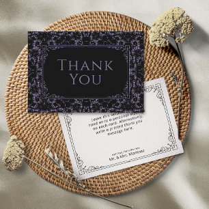 Vintage Black & Purple Faux Lace Thank You Card