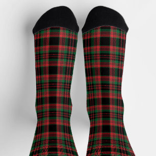 Vintage black red green rustic tartan plaid socks