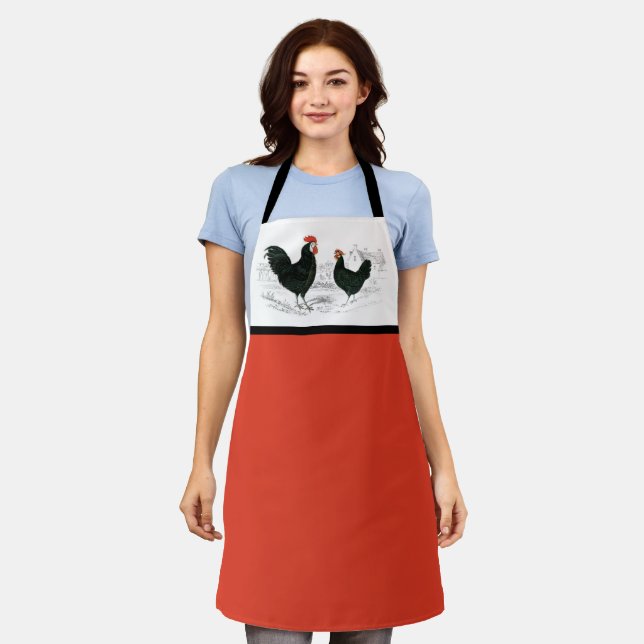 Vintage Black Rooster  Apron (Worn)