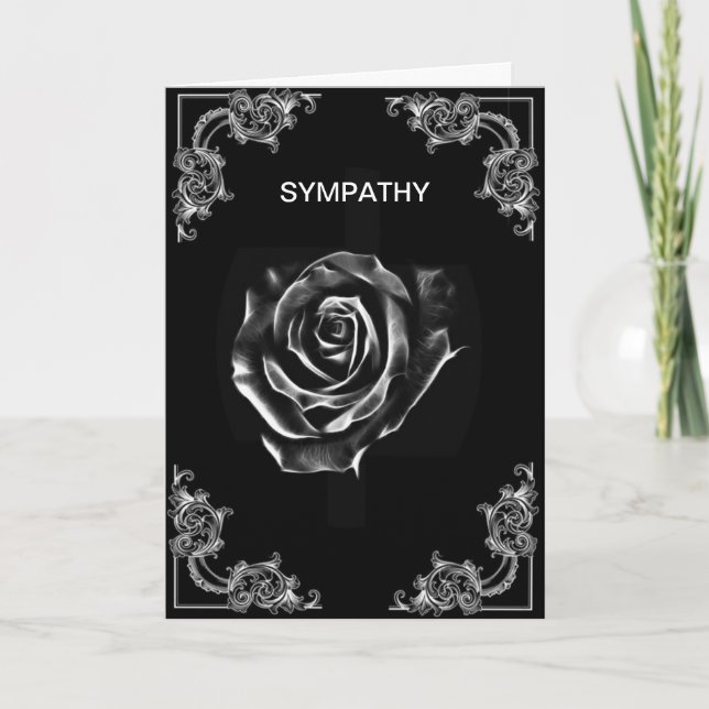 Vintage Black  rose by artD design Sympathy card (Front)