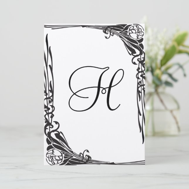 Vintage Black Rose Wedding Invitation (Standing Front)