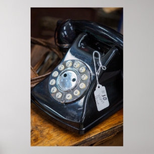 Vintage Black Rotary Dial Telephone Poster