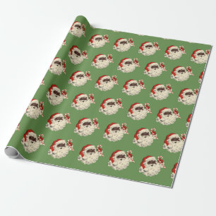 Vintage Black Santa with Candy Cane Wrapping Paper