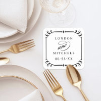 Vintage Black Scroll Frame Wedding Monogram