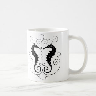 Vintage Black Seahorses Coffee Mug