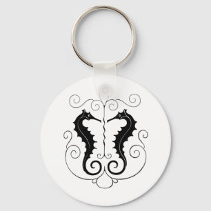 Vintage Black Seahorses Key Ring