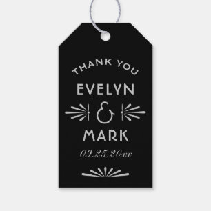 Vintage Black Silver Art Deco Monogram Favour Gift Tags