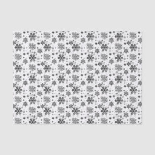Vintage Black Snowflakes on White Tissue Paper