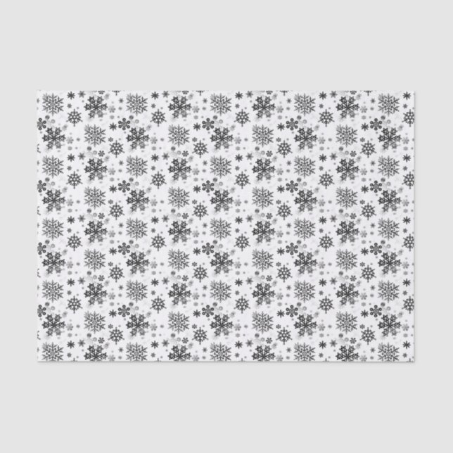 Vintage Black Snowflakes on White Tissue Paper (Front)