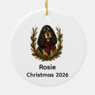 Vintage Black Tan Cocker Spaniel Christmas Ceramic Tree Decoration