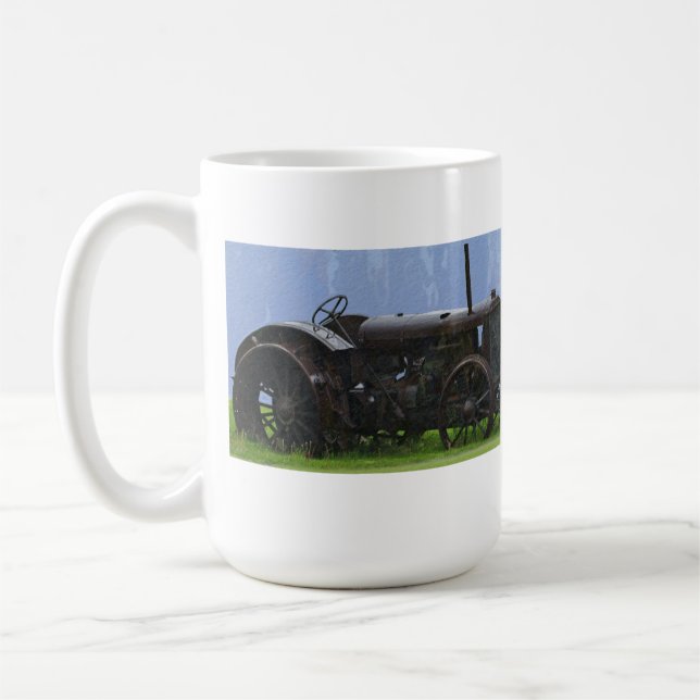 Vintage Black tractor - Farm Vehicle Coffee Mug (Left)