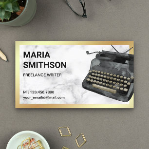 Vintage Black Typewriter QR Code Writer Author Business Card