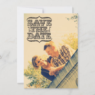 Vintage Black Typography Photo Save the Date