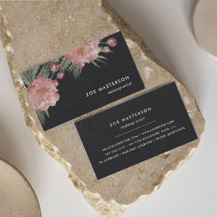 Vintage Black Watercolor Floral Business Card