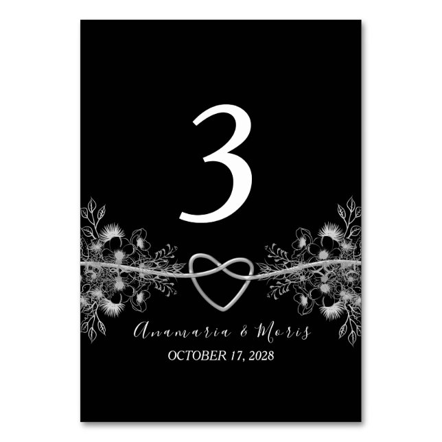 Vintage Black Wedding Table Number (Front)