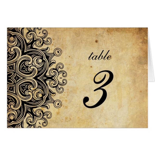 Vintage Black Wedding Table Number (Front Horizontal)