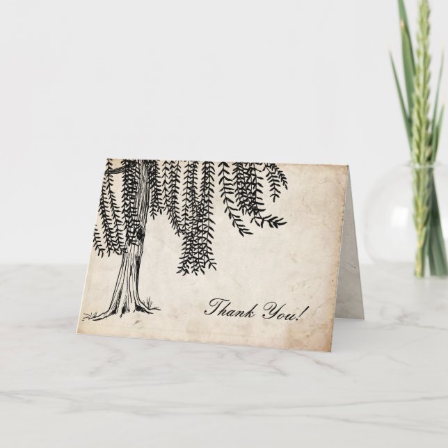 Vintage Black Weeping Willow Tree Thank You (Front)