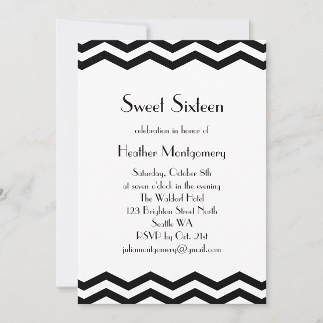 Vintage Black & White 1920's Sweet Sixteen Invite (Front)