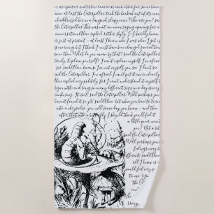 Vintage Black & White Alice in Wonderland Beach Towel