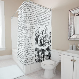 Vintage Black & White Alice  in Wonderland Shower Curtain